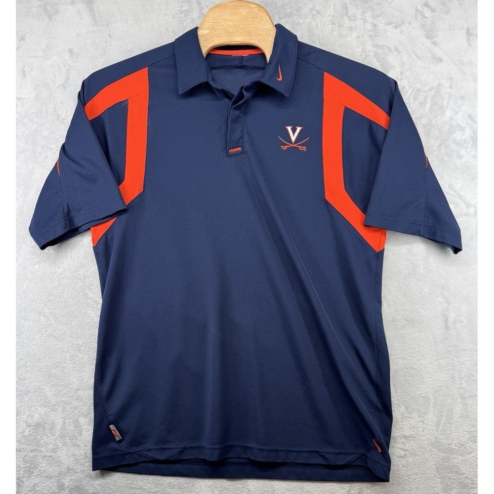 Nike Team Virginia Cavaliers Football Polo Shirt Vintage Blue Men's 23x30